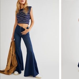 Free people float on flares be bottoms in rich blue